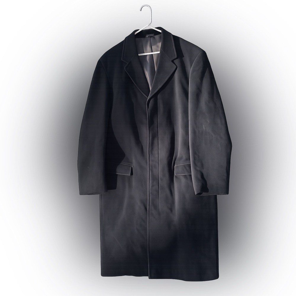Vintage Banana Republic Wool Overcoat Mens XLarge Black Coat Made In Hong Kong